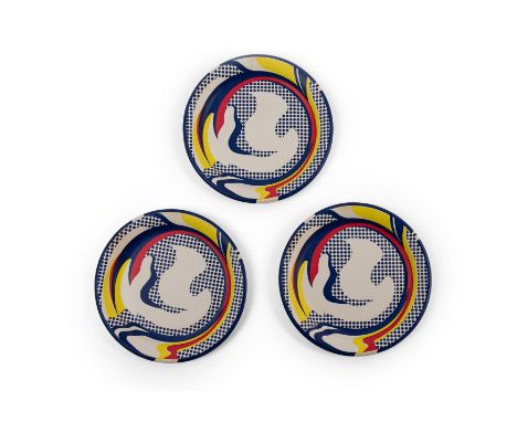 Roy Lichtenstein,American 1923-1997,Paper Plates, 1969;three screenprints in colours on paper plates,each stamped Roy Lichten