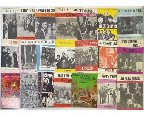 21 assorted pieces of sheet music/songbooks, all c 1960s/70s originals to inc Pretty Things, Mockingbirds, Cream etc.