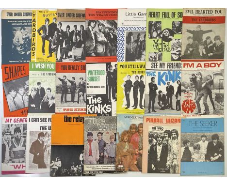 28 assorted pieces of sheet music / songbooks to inc The Yardbirds, The Kinks, The Who, The Move etc.