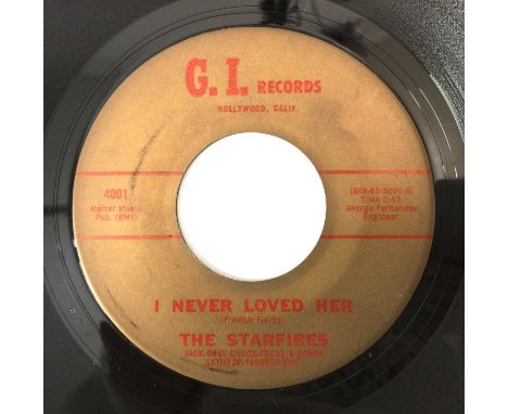 THE STARFIRES - I NEVER LOVED HER/ LINDA 7" (US GARAGE - GI RECORDS - 4001). A rarely seen, highly sought-after 7" I Never Lo