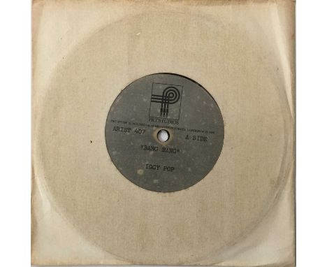 IGGY POP - BANG BANG 7" ACETATE (PRT STUDIOS - ARTIST 407). A wonderful, single-sided 7" acetate pressing of Bang Bang by Igg