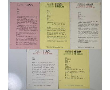 Five original UK press releases for The Rolling Stones as issued by Leslie Perrin agency. To inc notes on the release of Begg