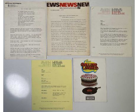 Rolling Stones memorabilia to inc: stapled press release announcing the arrival of Mick Taylor, a single page sheet announcin
