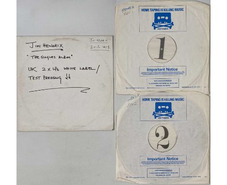 JIMI HENDRIX - THE SINGLES ALBUM LP (UK WHITE LABEL TEST PRESSING - PODV 6). A rarely seen white label test pressing of the 1
