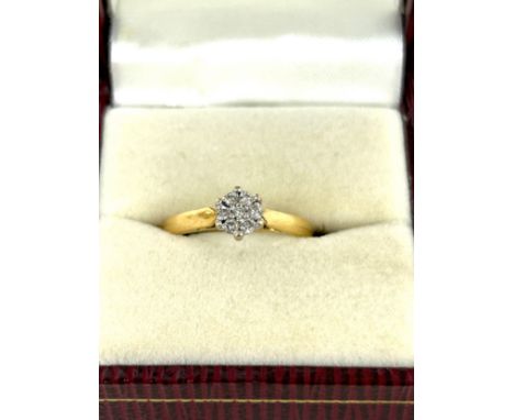 Ladies 18ct and diamond ring, total weight 2.3 grams, ring size approximately M 