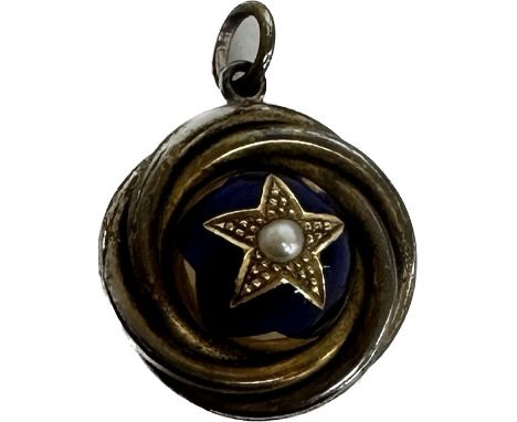 Antique Victorian gilt metal locket set with seed pearl, the back with glass panel 