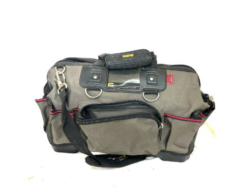 Stanley tool bag and contents includes chisles, wood planes, drill bits ,hammers etc 