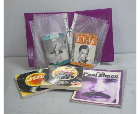 Elvis Monthly Books, twenty-five issues the earliest being No 2, Guinness Book of British Hit Singles (2), sheet music books 