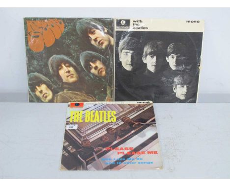 Beatles LPs, three to include Please Please Me (PMC1202), matrix XEX 421-IN) black and yellow label, with no 'Sold in The UK'