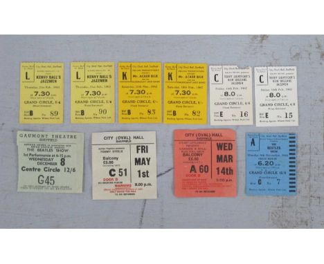 Beatles Concert Tickets, one ticket for 09/11/1964, City Hall, Sheffield, one for 08/12/1965, Gaumont Theatre, Sheffield. Als