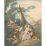 Gesellschaft im Freien, nach Antoine Watteau