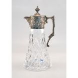 Topazio, Portugal: Glaskaraffe mit Silbermontur, 925er Sterlingsilber, 20. Jhd.