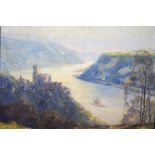 Pippel, Otto: Schloss Gutenfels am Rhein im Frühling, 30er Jahre
