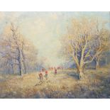Pippel, Otto: Waldlandschft mit Parforcejägern