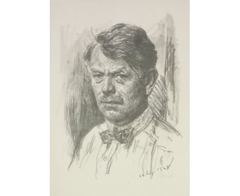 Pankok, Bernhard, 1872  Münster (Westfalen); †  1943 in Baierbrunn: Selbstbildnis im DreiviertelprofilLithographie, unten rec