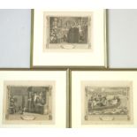 Hogarth, William: Drei satirische Stiche nach Hogarth, 19.Jhd.,u. "William Hogarth und seine Zeit"