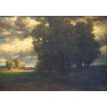 Rüdishühli, Hermann: Wolkige Panoramalandachaft und Waldstück