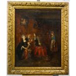 Lambrechts, Jan Baptist ,Schule, Nachfolger: Interieurszene mit Mutter, Kind und Geistlichem, 18.Jhd