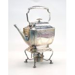 Teekanne auf Stövchen mit Brenner, Sterlingsilber, englisch, London, 1898