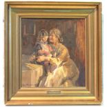 Pedersen, Viggo Christian Frederick Vilhelm: Mutter mit spielendem Kind im Morgenlicht, 1905