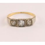 Alter Altschliffdiamant-Ring, 585 RG mit Platin