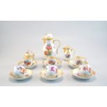Staatlich Meissen: Feines Kaffeeservice, Form des 18.Jhd. reiche Malerei mit Blumen und Faltern