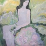 A Gorkova, russ. Meister: Frau mit Blüten und Flieder