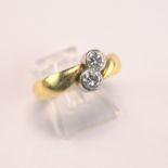 Toi-et-moi-Ring mit zus. 0,5ct Brillanten, 585 GG