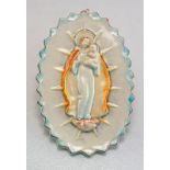 Karlsruher Majolika: Mutter Gottes, Wandrelief, Mod. Nr. 4294, Art Deco