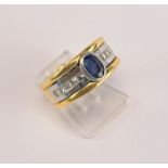 Bandring mit Brillanten und Saphir, 750 GG