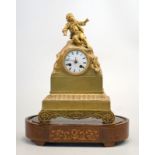 Japy Freres: Kaminuhr, Pendule mit Knabe auf Felsen, um 1850