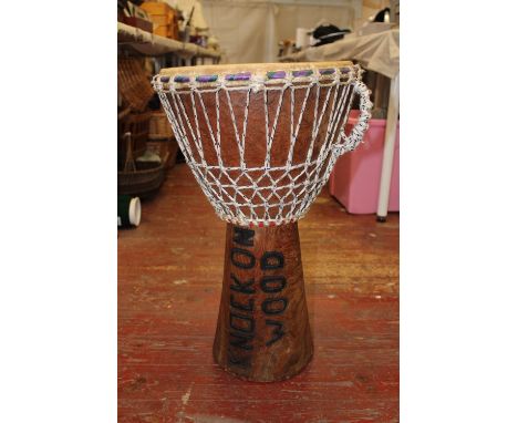 A vintage floor standing African style drum collection only 