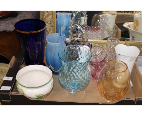 A box of assorted vintage glassware and ceramics collection only 