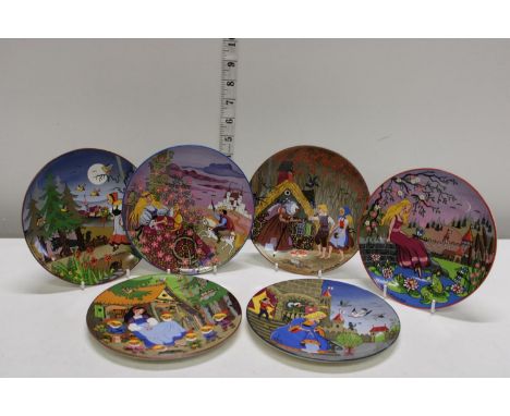 Six Poole pottery fairy tale plates 