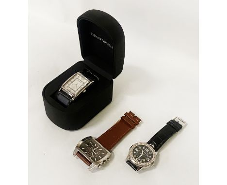 BOXED EMPORIO ARMANI WATCH, DIESEL &amp; ANOTHER WATCH