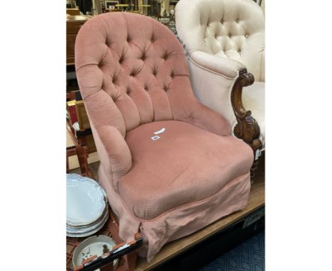 SMALL BUTTON BACK ARMCHAIR