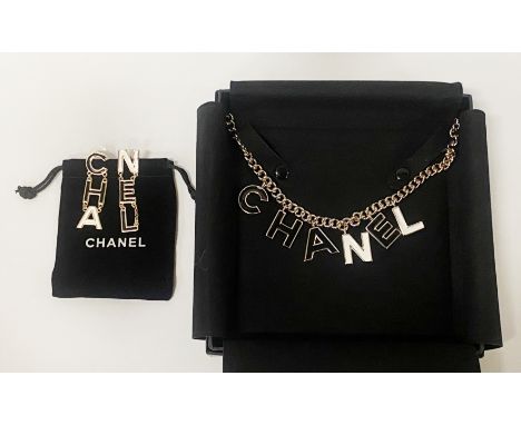 CHANEL NECKLACE , ENAMELLED WITH PAIR OF CHIANEL EARRINGS (LAST SEASON)