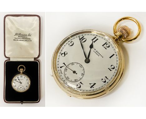 J W BENSON WORKING 9CT GOLD POCKET WATCH IN ORIGINAL BOX SIGNED ON MOVEMENT  - WORKING