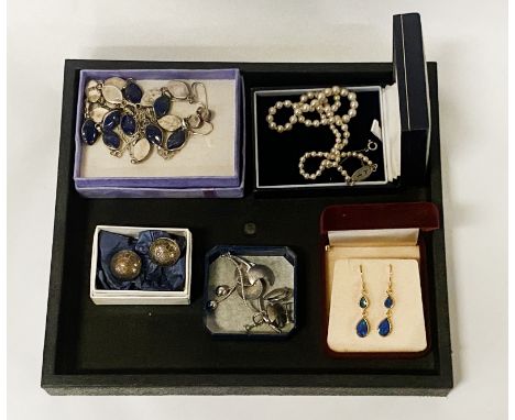 COLLECTION OF SILVER ITEMS INCL. LAPIS LAZULI EARRINGS &amp; NECKLACE WITH AUSTRALIAN SILVER GILT OPAL EARRINGS