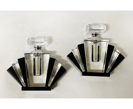 PAIR OF ART DECO STYLE FAN BOTTLES - 8.5CMS (H) APPROX