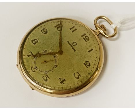 OMEGA 14CT GOLD ENGINE TURNED CASED POCKET WATCH - WORKING