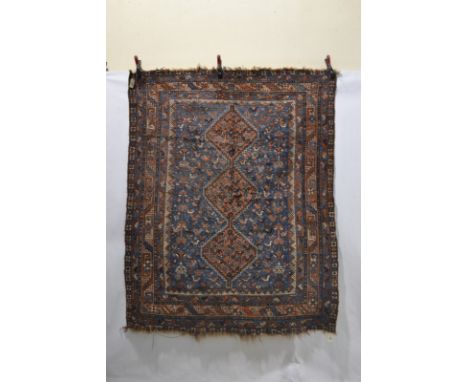 Khamseh 'morghi' rug, Fars, south west Persia, early 20th century, 6ft. 7in. x 5ft. 2in. 2.01m. x 1.58m. Some wear in places;
