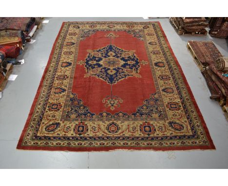 Impressive Sparta carpet, south west Anatolia, circa 1930s, 16ft. 10in. x 12ft. 5.13m. x 3.66m. Overall wear; surface marks i