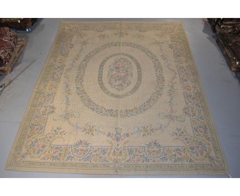 Kashmir chain stitch carpet, north India, 20th century, 14ft. 5in. x 11ft. 9in. 4.40m. x 3.58m. Professionally laid down on h