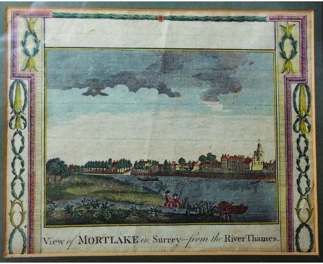 18th Century English School. ‘View of Mortlake in Surrey – from the River Thames’, Print, 7.25” x 9.25”. 