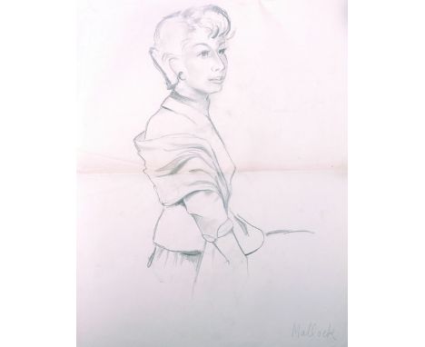 Vivien Mallock (20th Century) British. Portrait of a Lady, Pencil, Signed, Unframed, 22” x 17”, together with three other dra