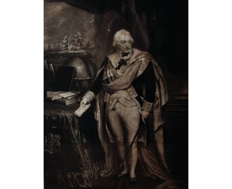 19th Century English School. Portrait of a Military Man in Costume, in an Interior, Engraving, 22” x 16”, together with two o