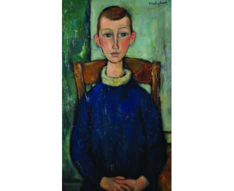 After Amedeo Modigliani (1884-1920) Italian. Portrait of a Man, Oil on Canvas, Bears a Signature, 30.5” x 18”. 