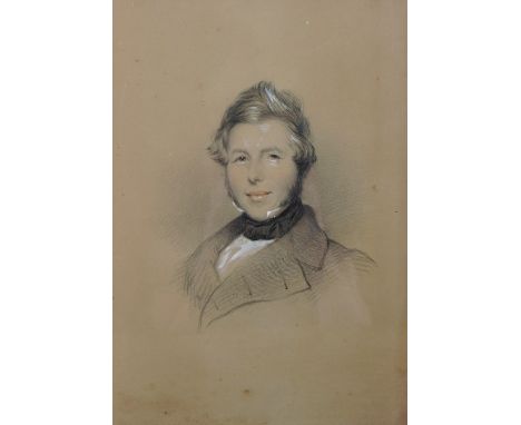 Circle of William Carpenter (1818-1899) British. Head and Shoulders Portrait of a Man, Mixed Media, Indistinctly Inscribed on