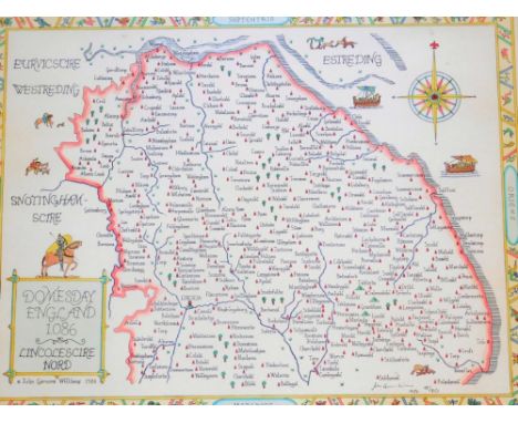 After John Garnons Williams. Doomsday England map Lincolnshire, print, 37cm x 49cm.